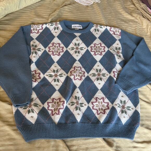 Alfred Dunner Sweaters - Vintage Alfred Dunner argyle fair isle pattern snowflake granny sweater 3X